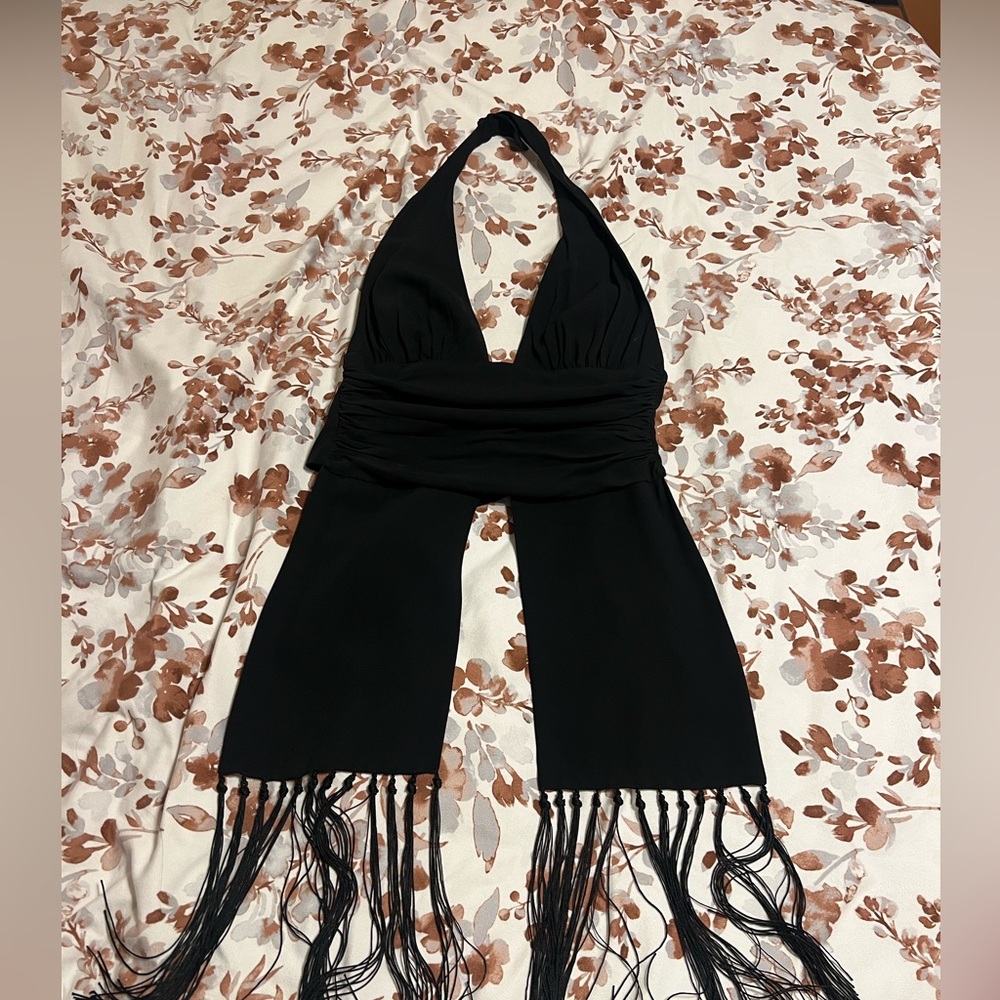 Michael Kors Black Halter backless v top size 6